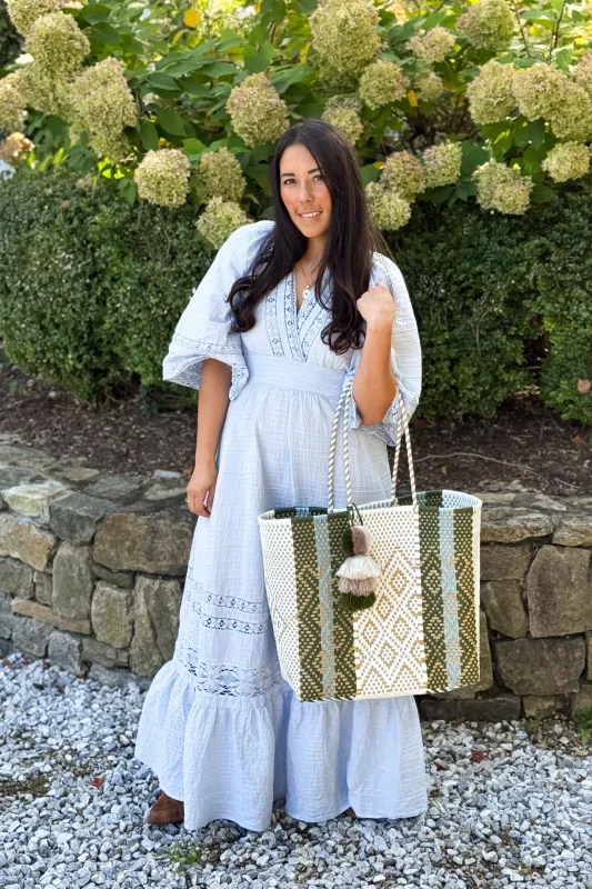 Rugby Sage Blue Citron Tote sold by Squeeze De Citron