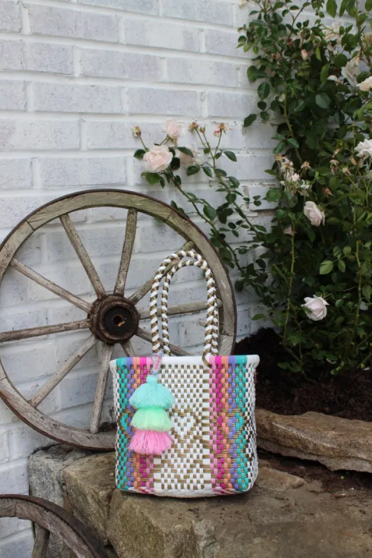 Mini - Aqua Rainbow Hearts Citron Tote sold by Squeeze De Citron