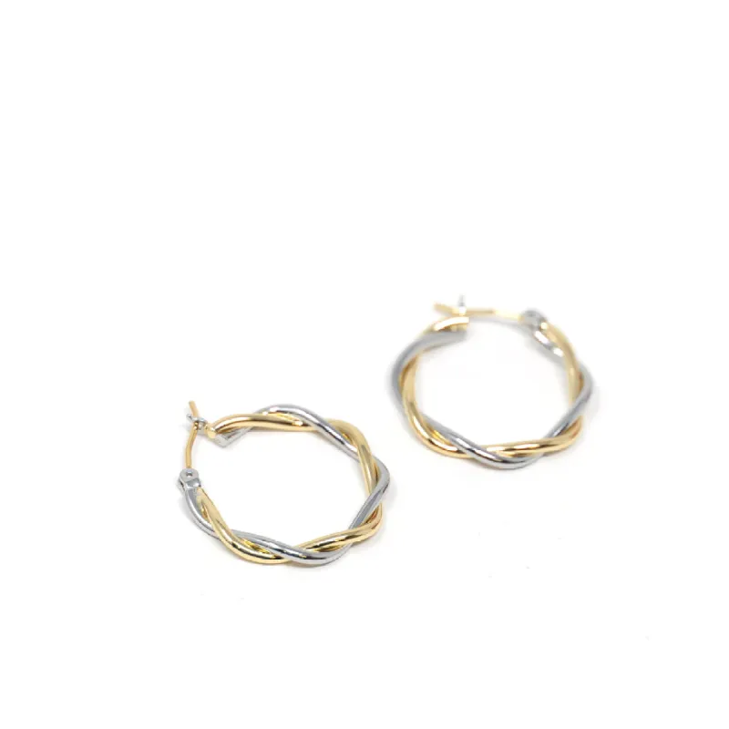 Two Tone Twisty Hoops sold by The Sis Kiss