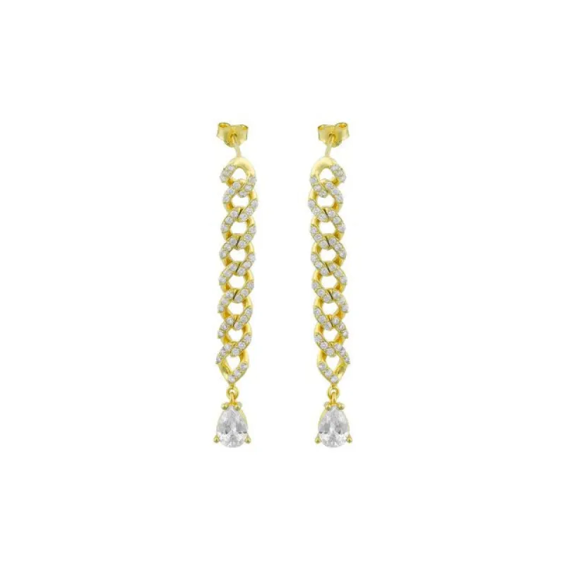 Drop Pavé Crystal Chain Earrings sold by The Sis Kiss