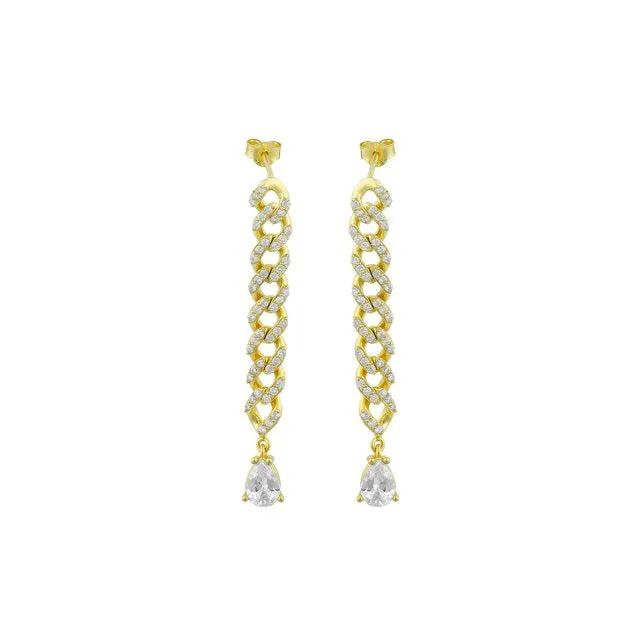 Drop Pavé Crystal Chain Earrings sold by The Sis Kiss