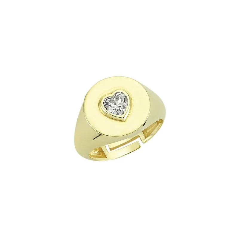 Crystal Heart Signet Ring sold by The Sis Kiss