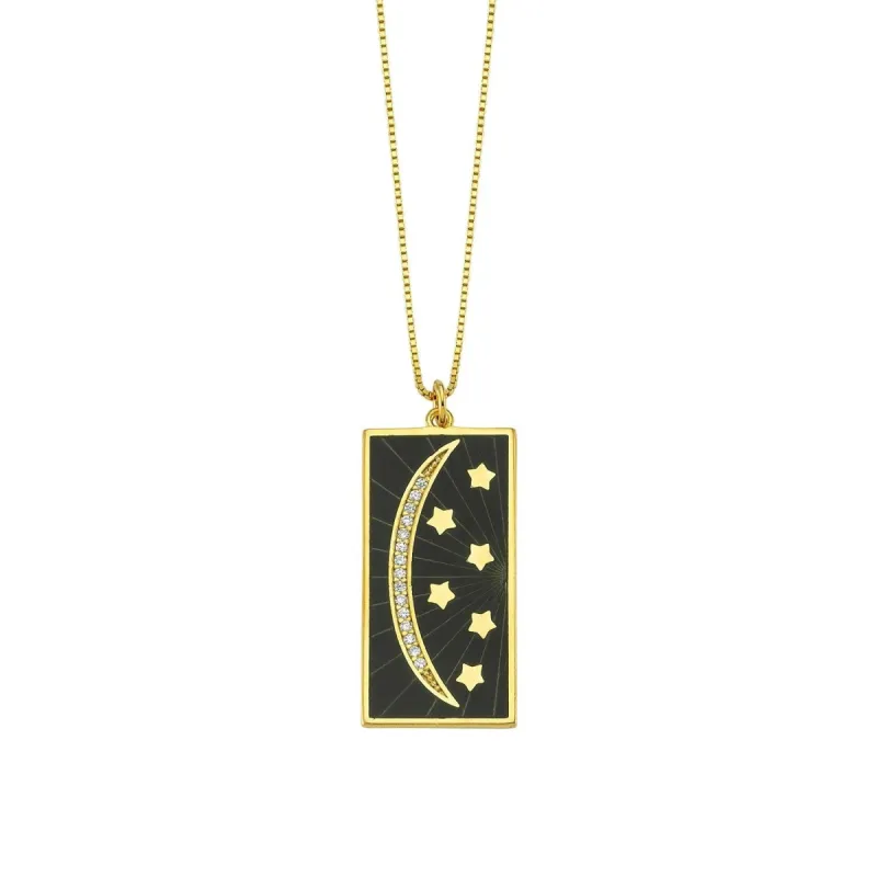 Moon and Stars Tile Necklace sold by The Sis Kiss