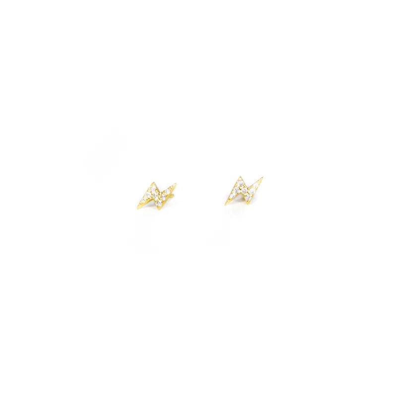 Tiny Crystal Bolt Stud Earrings sold by The Sis Kiss