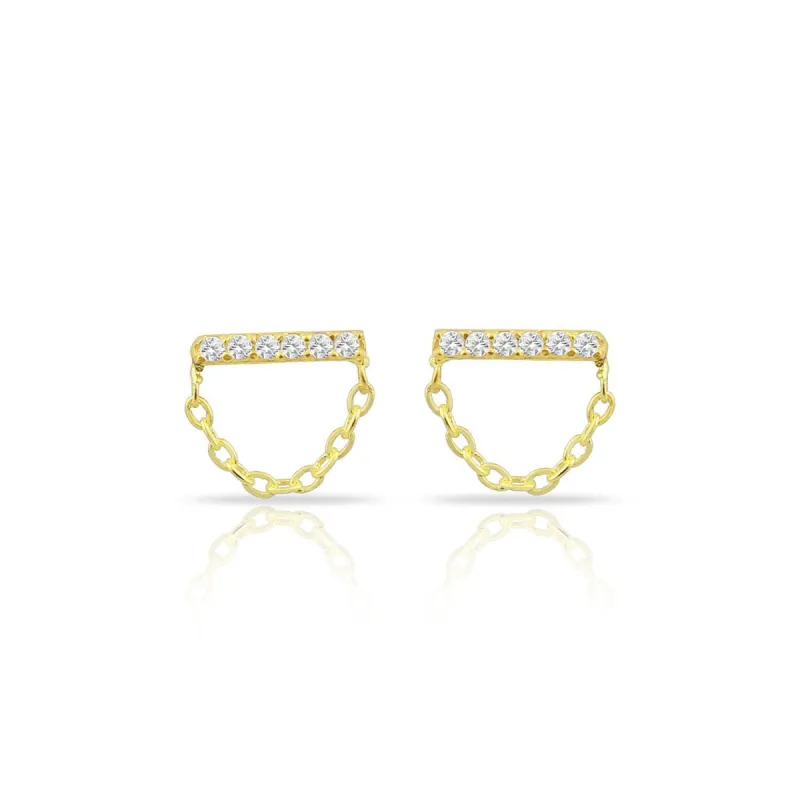 Crystal Bar and chain Earrings sold by The Sis Kiss