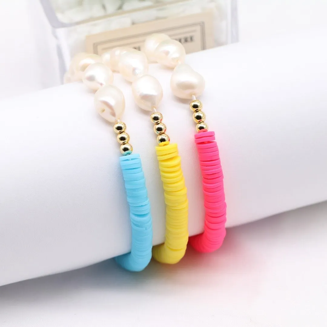 Pearl and Clay Disk Bracelets sold by The Sis Kiss product image thumbnail 2