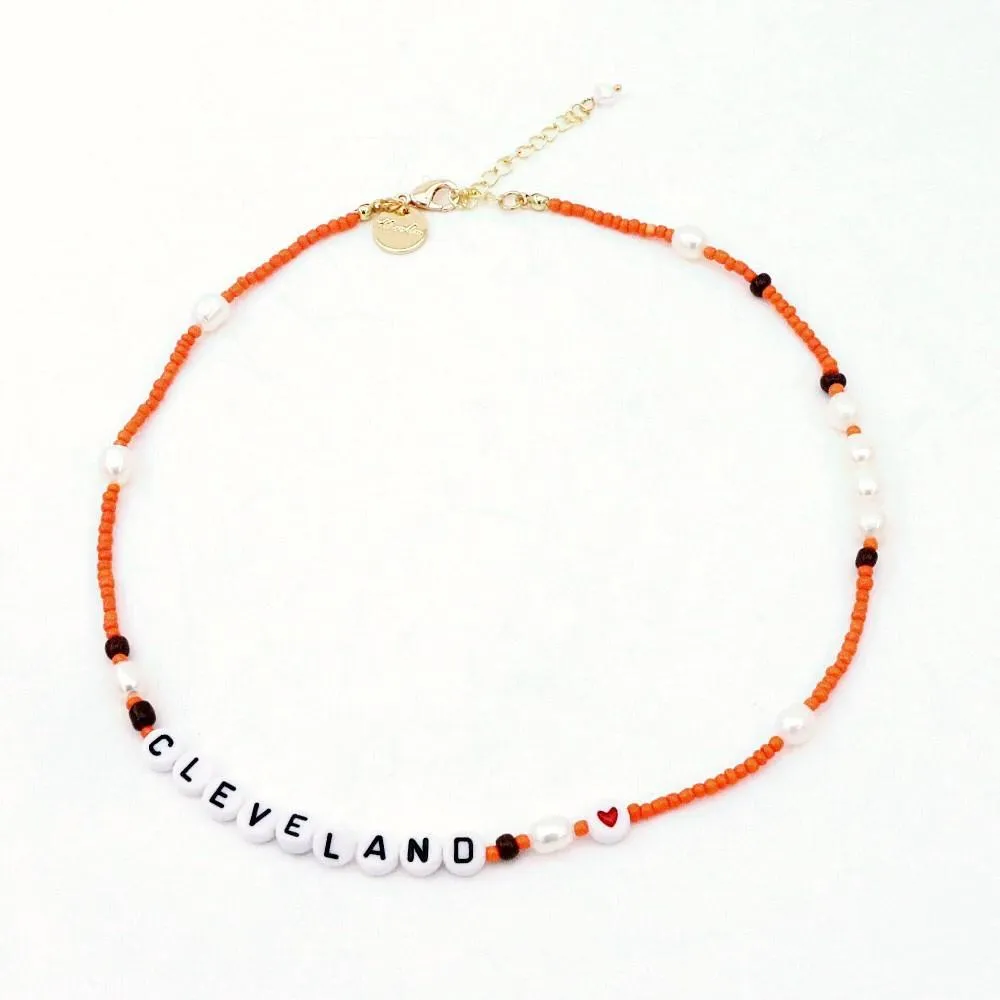 Customized Home Team Bead and Pearl Necklace sold by The Sis Kiss