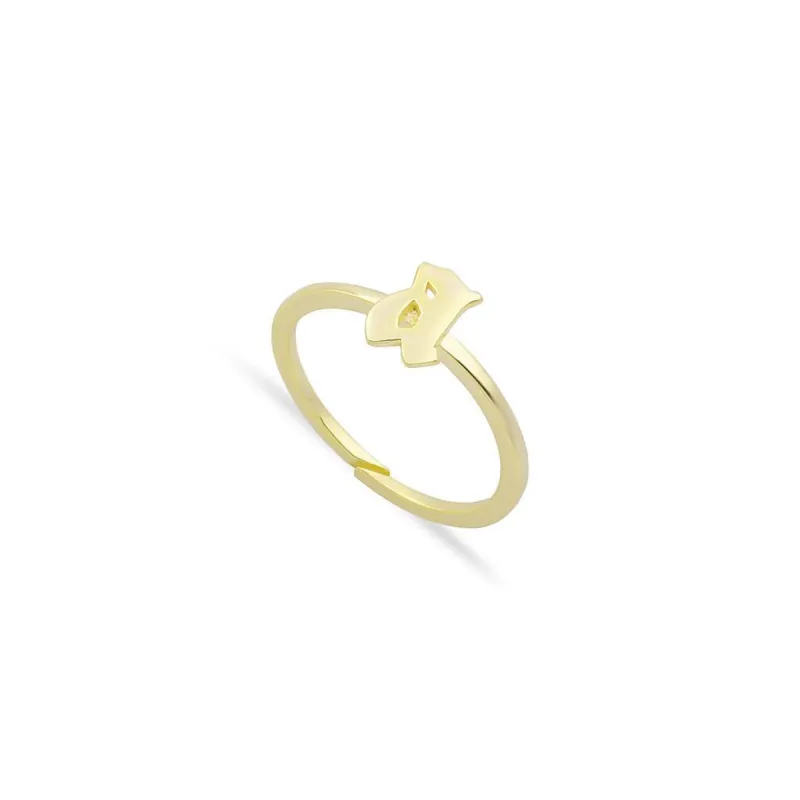 Adjustable Lowercase Old English Initial Ring sold by The Sis Kiss