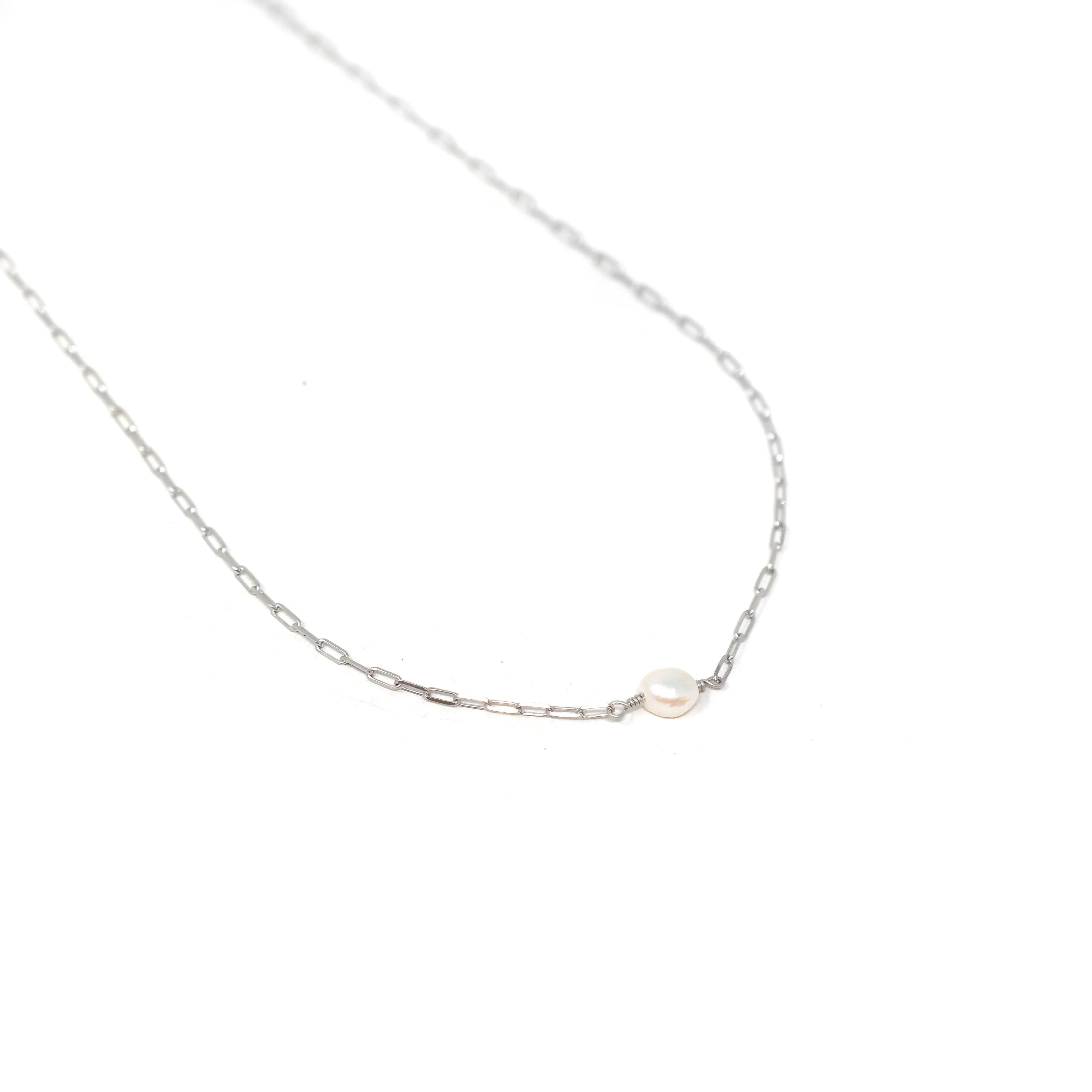 Mini Paperclip and Pearl Necklaceo sold by The Sis Kiss product image thumbnail 2