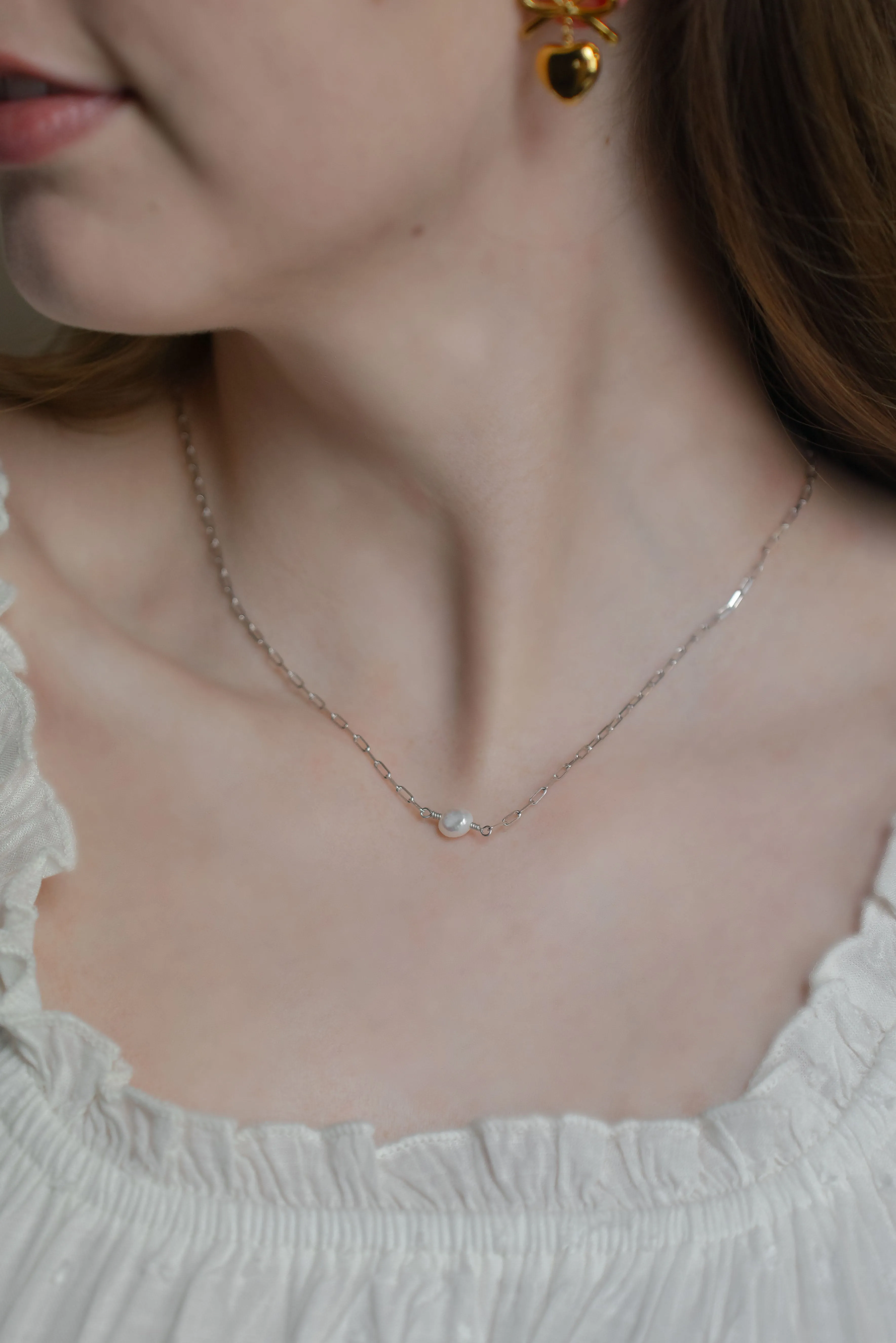 Mini Paperclip and Pearl Necklaceo sold by The Sis Kiss product image thumbnail 3