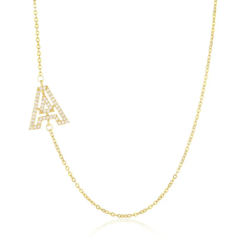 The Side Initial Necklace sold by The Sis Kiss