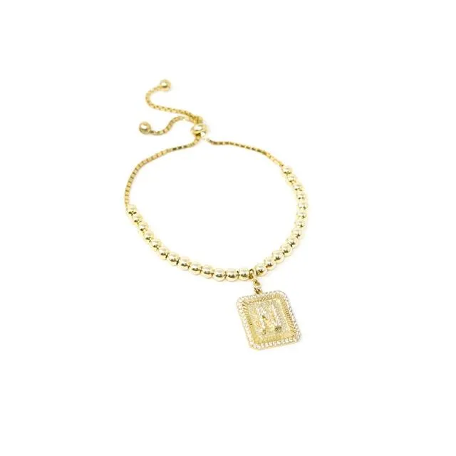 Square Initial Bracelet in Gold sold by The Sis Kiss product image thumbnail 3
