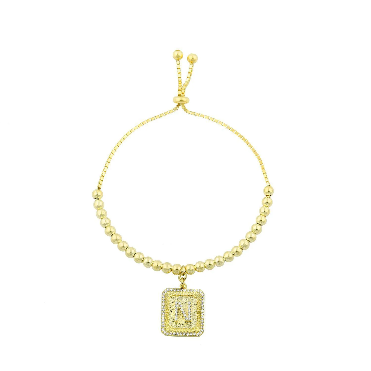 Square Initial Bracelet in Gold sold by The Sis Kiss