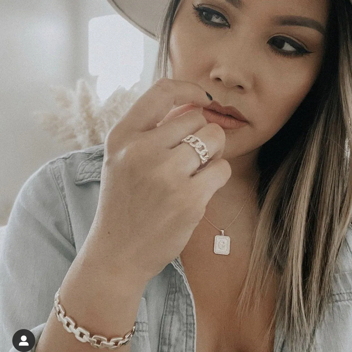 Square Pendant Initial Necklace in Gold sold by The Sis Kiss product image thumbnail 4