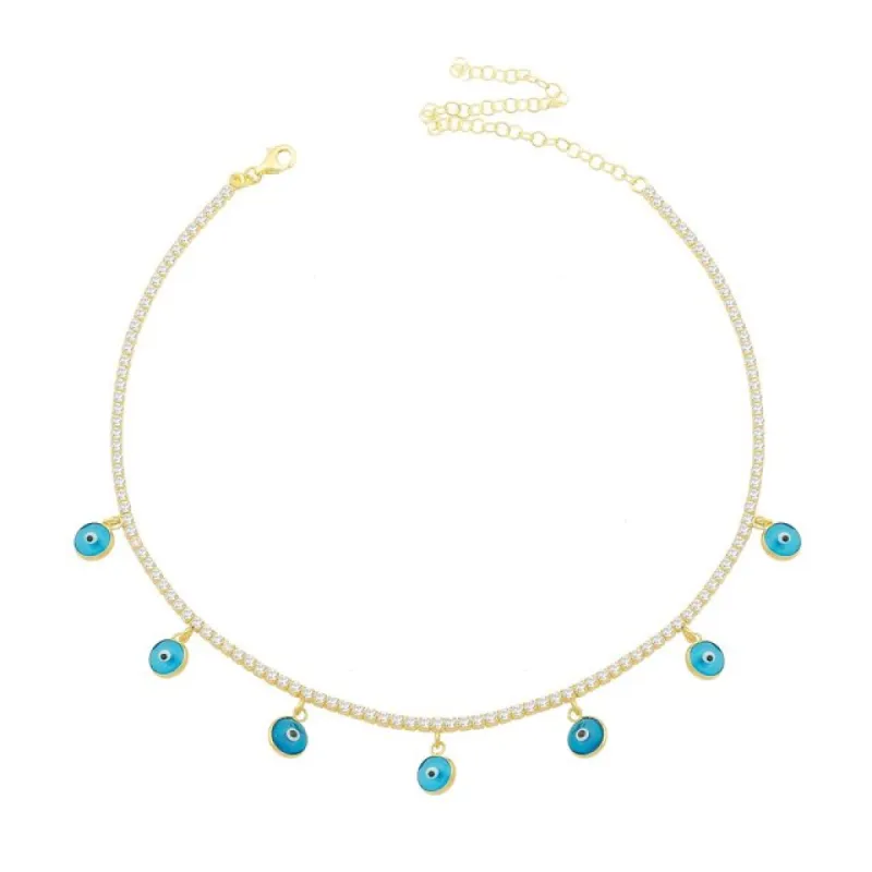 Dainty Evil Eye and Crystal Choker sold by The Sis Kiss