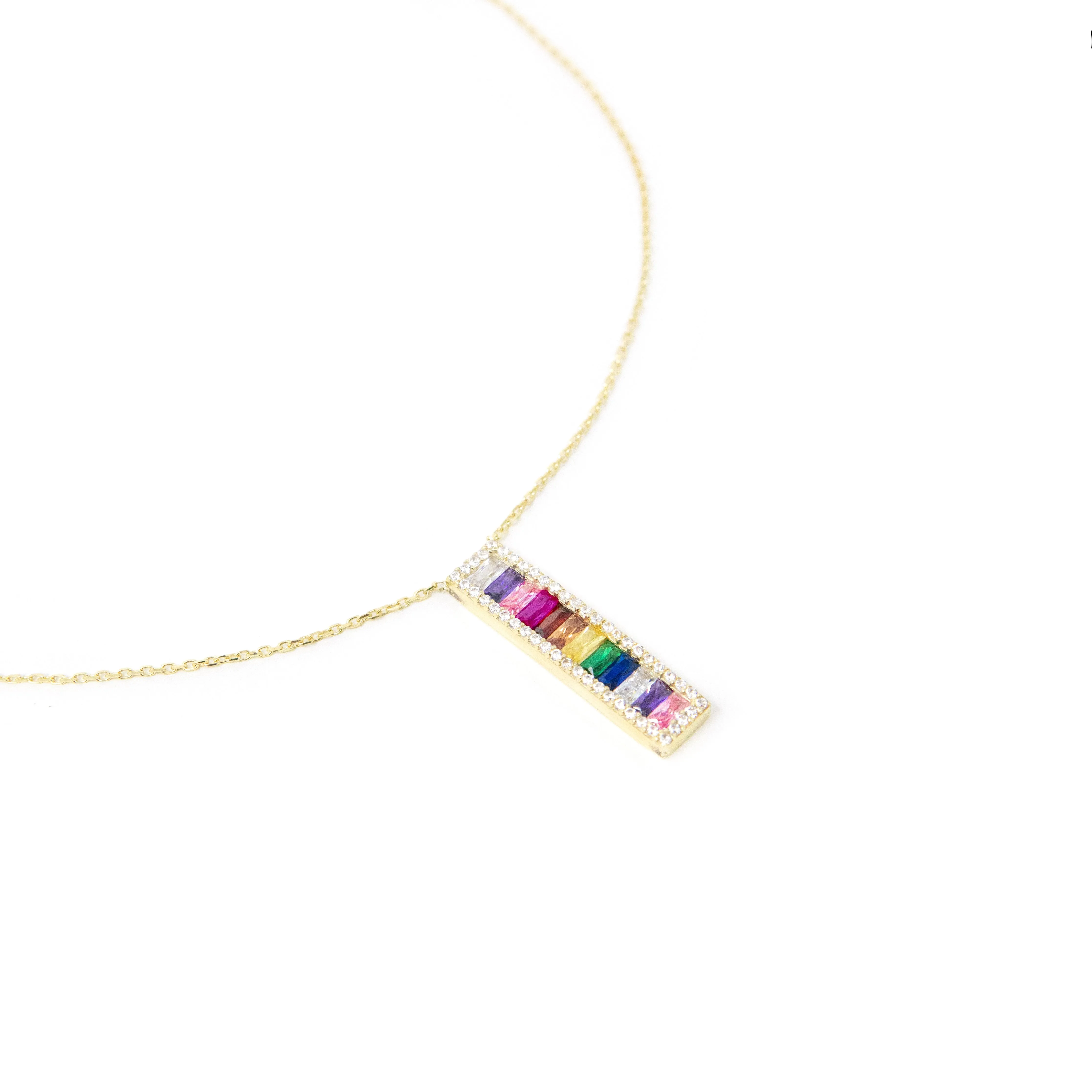 Vertical Rainbow Bar Necklace sold by The Sis Kiss