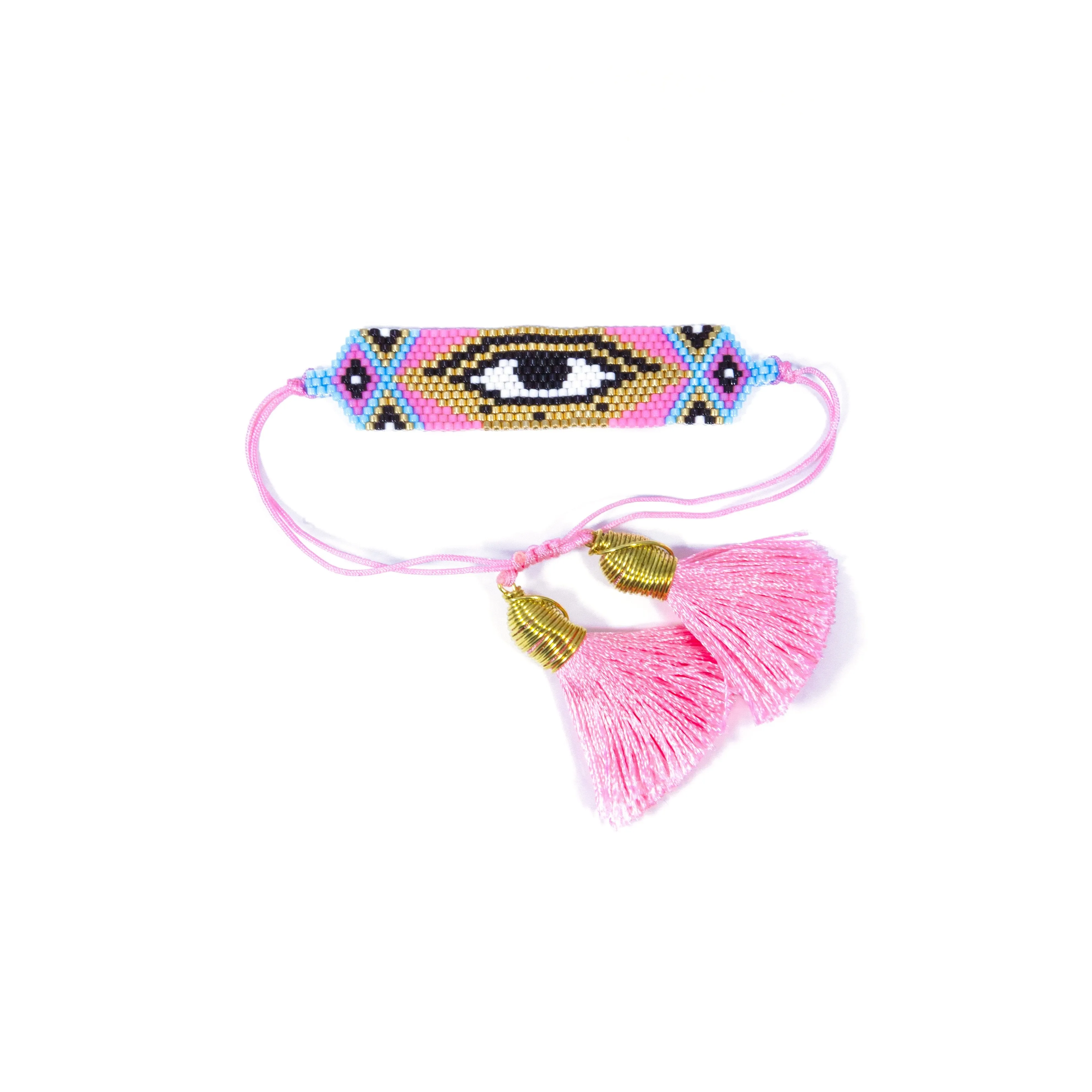 Evil Eye Pink Tassel Bracelet sold by The Sis Kiss
