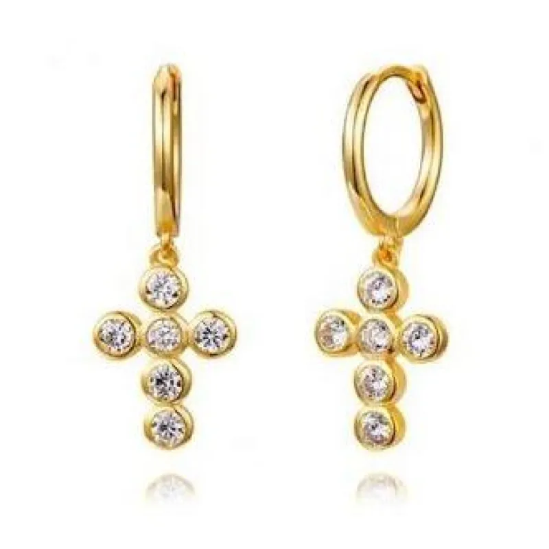 Classic Cross Huggie Earrings sold by The Sis Kiss