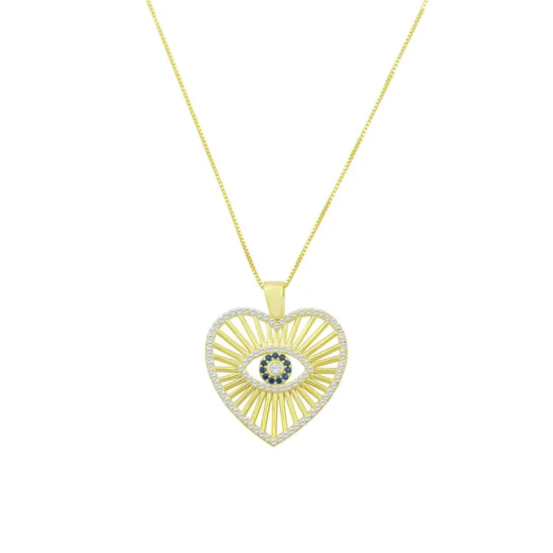 Radiant Heart and Evil Eye Necklace made by The Sis Kiss