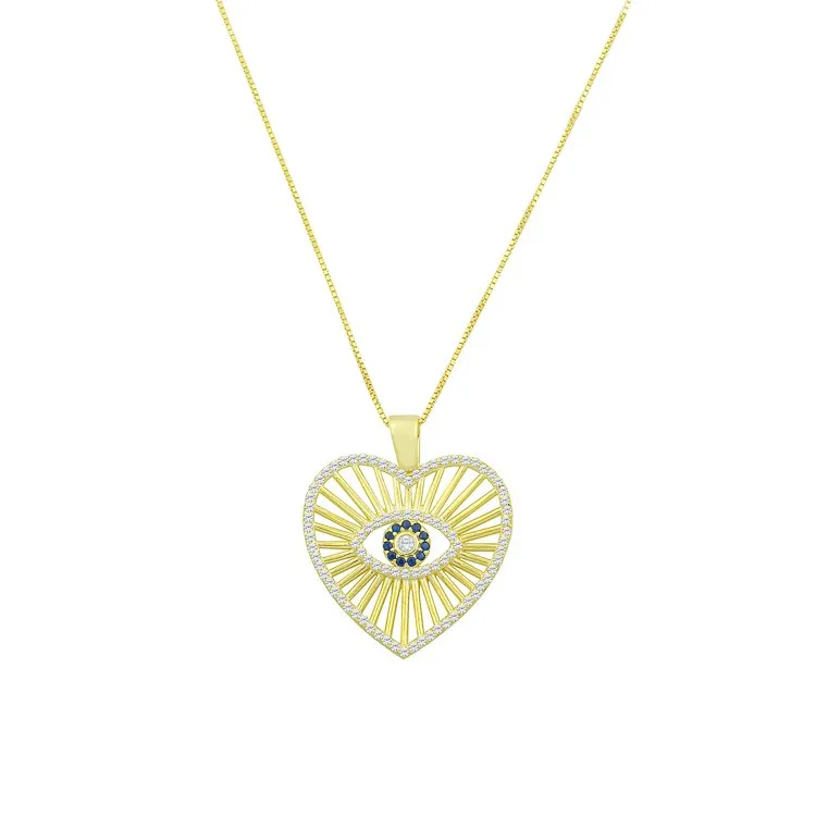 Radiant Heart and Evil Eye Necklace sold by The Sis Kiss