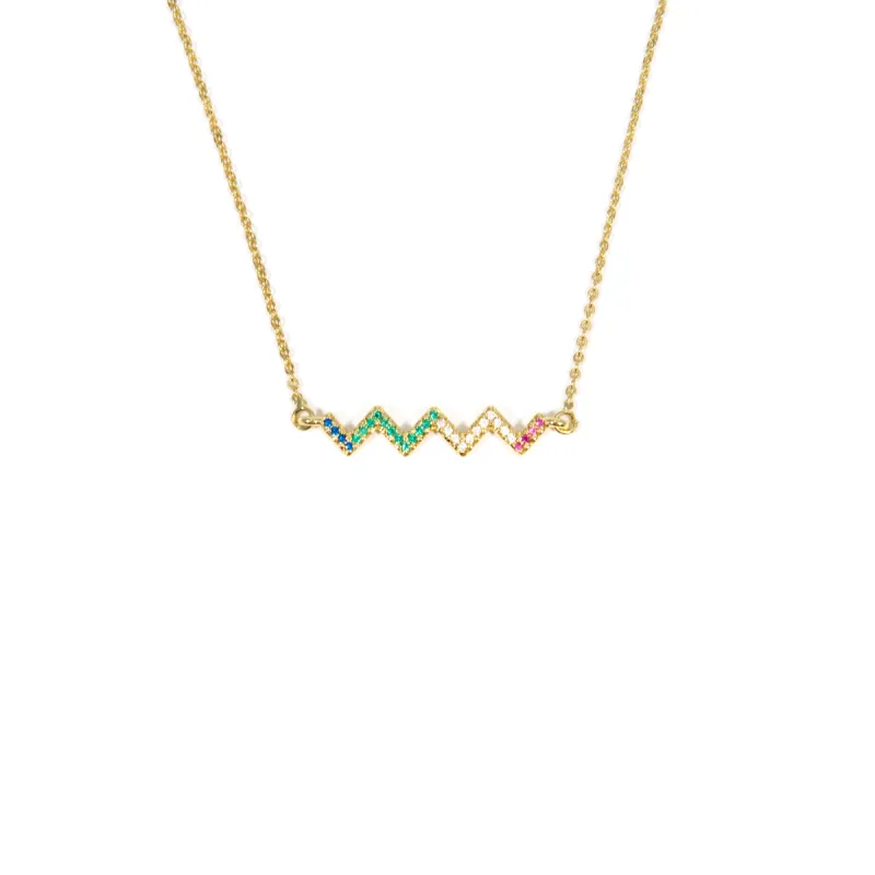Rainbow ZigZag Necklace sold by The Sis Kiss
