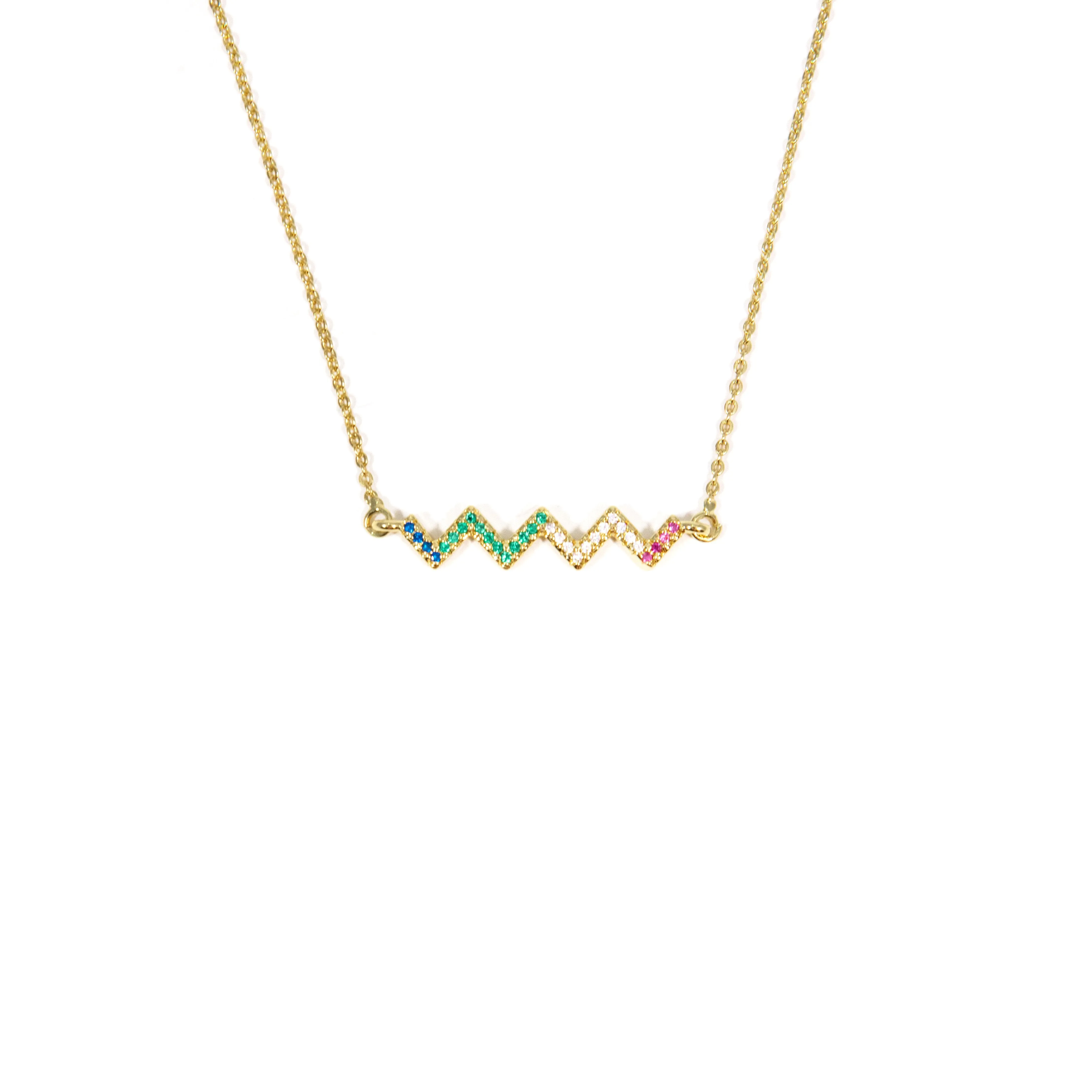 Rainbow ZigZag Necklace sold by The Sis Kiss