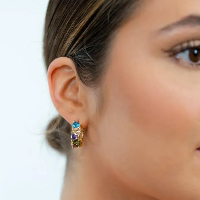 Multicolor Gem Hoops sold by The Sis Kiss product image thumbnail 2