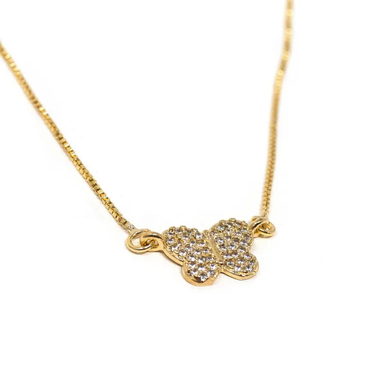 Dainty Crystal Butterfly Necklace sold by The Sis Kiss