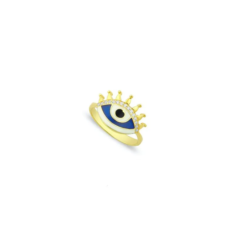Evil Eye and Crown Ring sold by The Sis Kiss