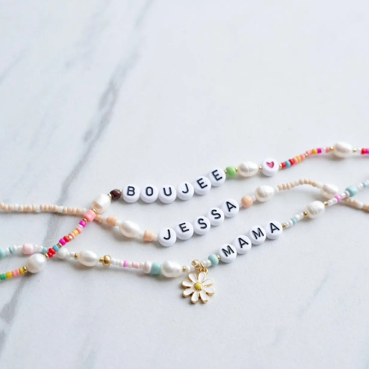 Customized Confetti and Pearl Beaded Necklace sold by The Sis Kiss product image thumbnail 2