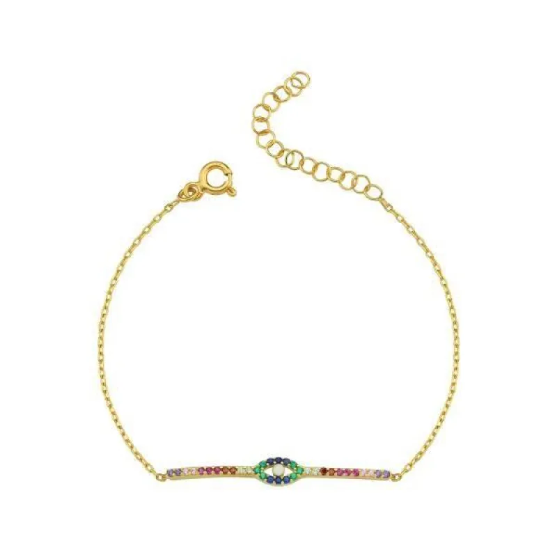 Rainbow Bar Evil Eye Bracelet sold by The Sis Kiss