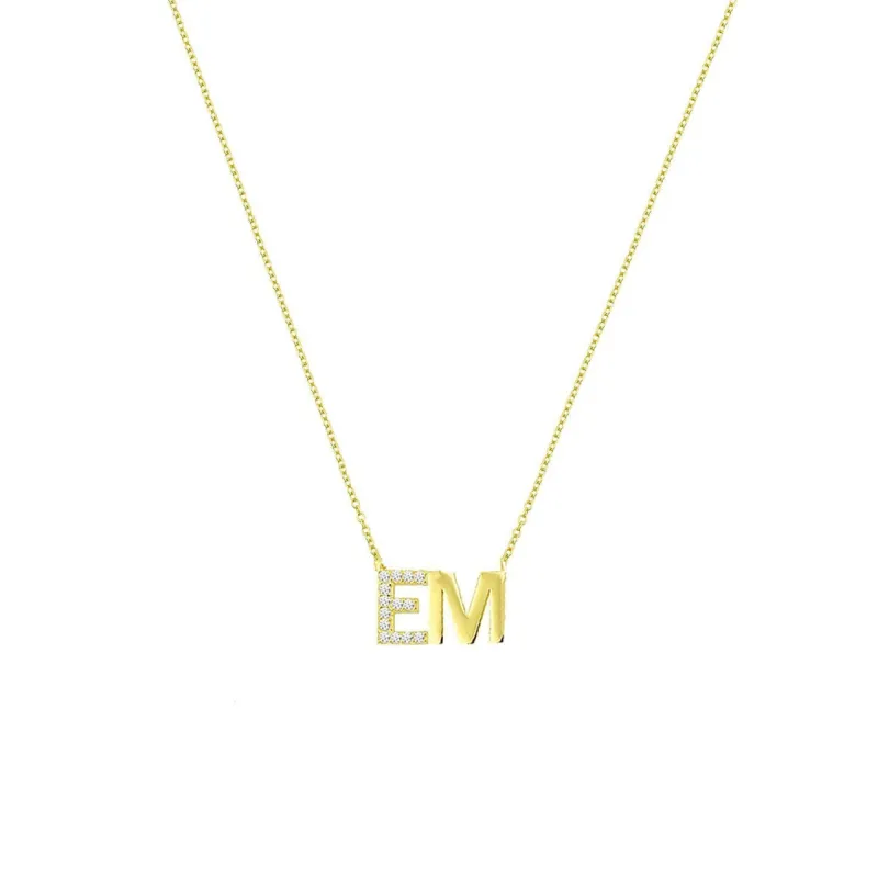 Custom Classic Initials Necklace with Crystal Detail sold by The Sis Kiss