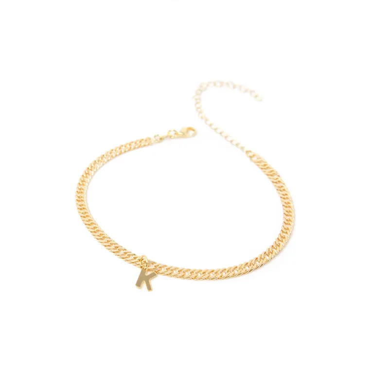 Gold Initial Anklet sold by The Sis Kiss