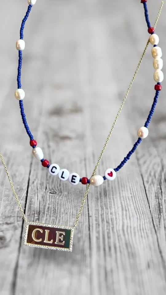 Home Team CLE Bead and Pearl Necklace sold by The Sis Kiss