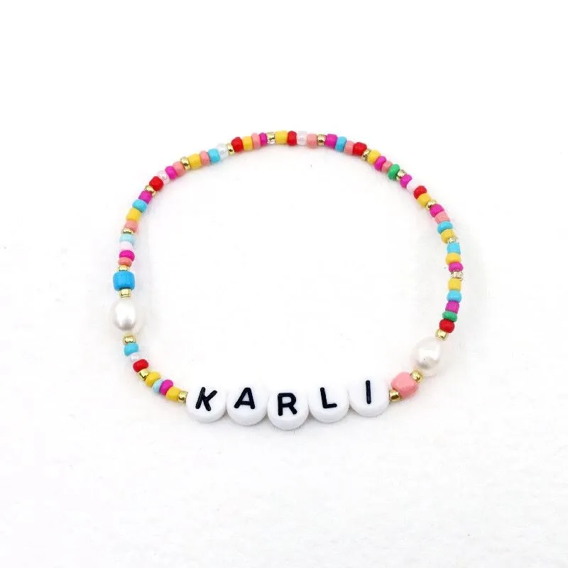 Customized Confetti and Pearl Stretch Bracelet sold by The Sis Kiss product image thumbnail 3