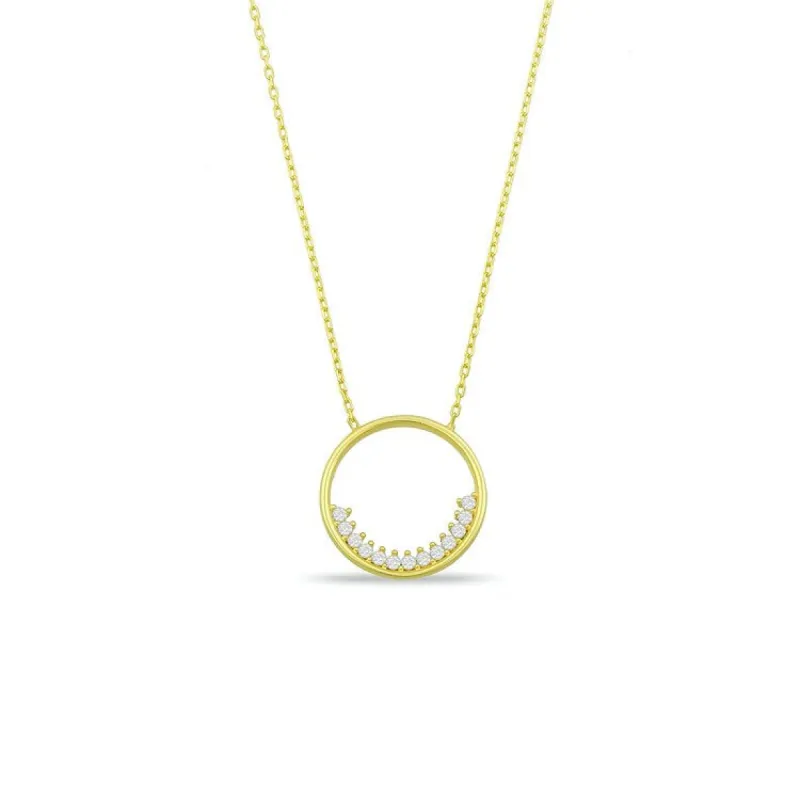 Gold Circle Pendant with Crystal Details sold by The Sis Kiss