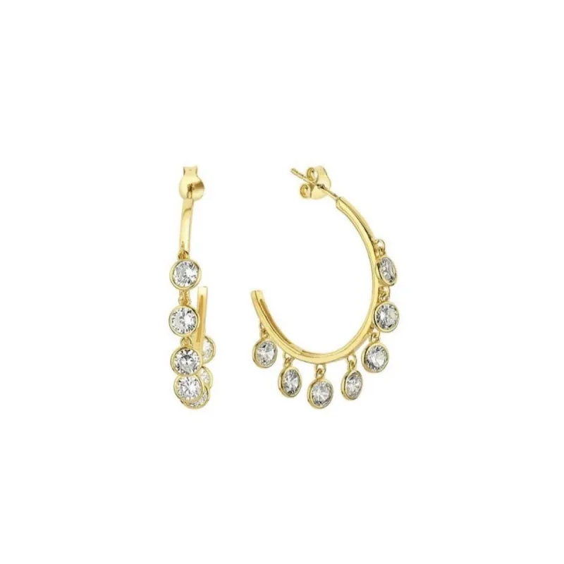 Multi Dangle Crystal Hoop Earrings sold by The Sis Kiss