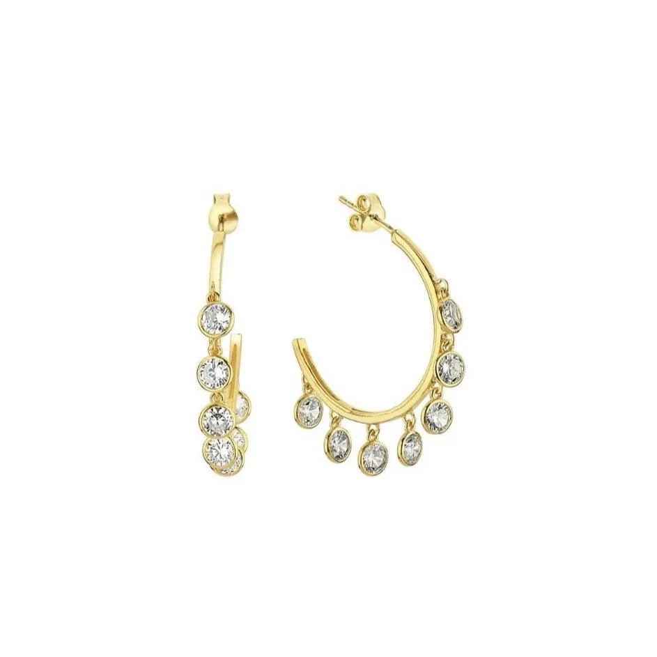 Multi Dangle Crystal Hoop Earrings sold by The Sis Kiss