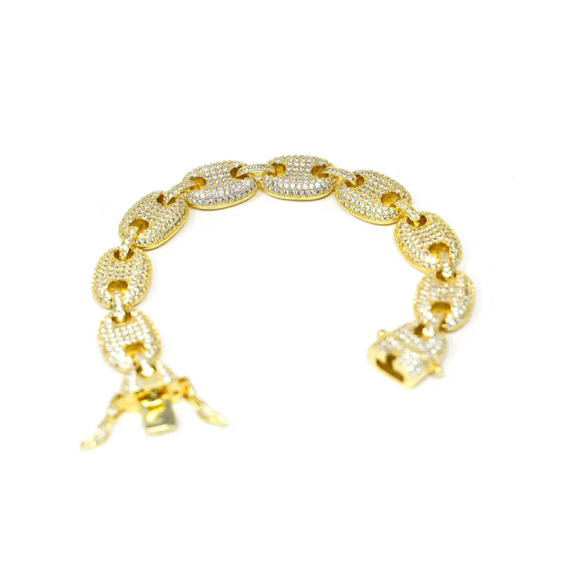 Glam Gold and Crystal Anchor Chain Bracelet sold by The Sis Kiss
