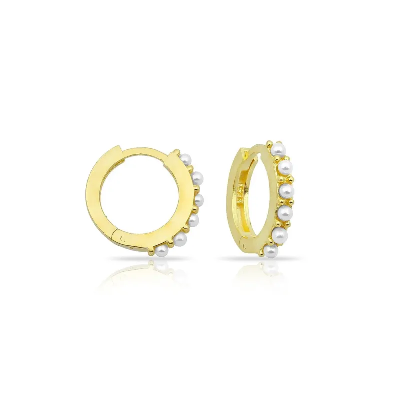 Mini Pearl Huggie Earrings sold by The Sis Kiss