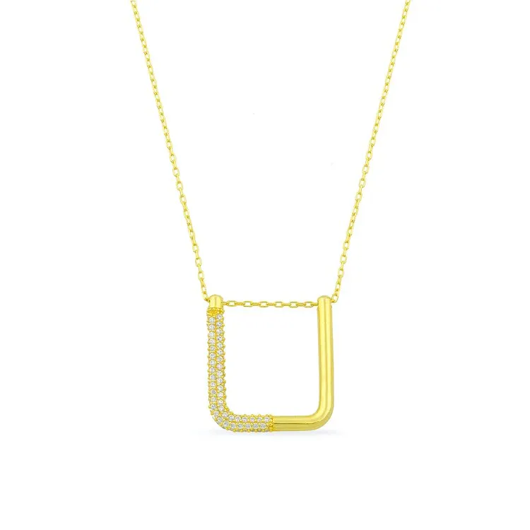 Modern U Shaped Pendant Necklace sold by The Sis Kiss