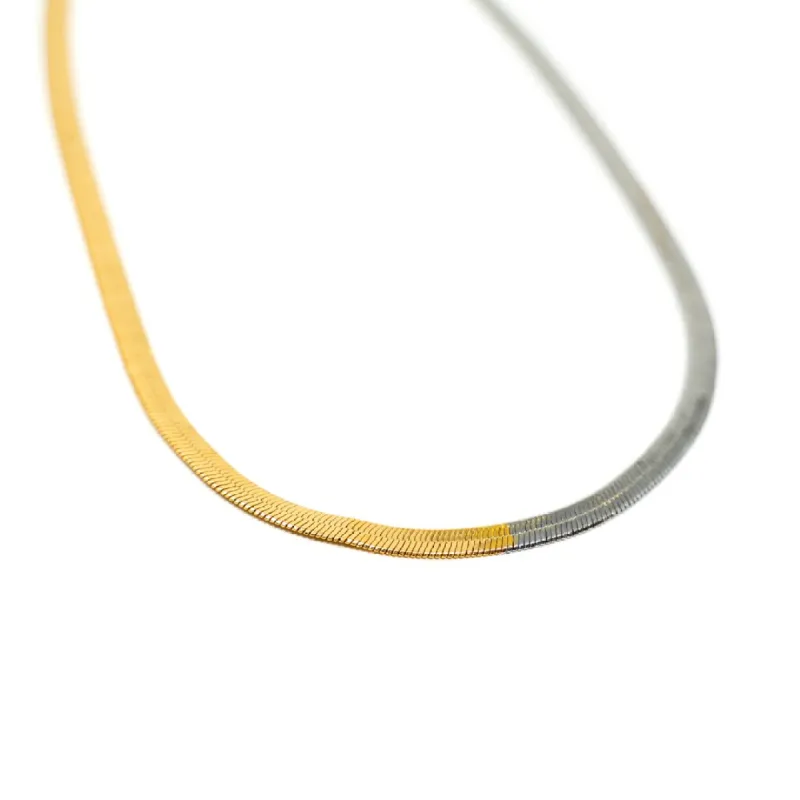 Mixed Metal Herringbone Necklace sold by The Sis Kiss