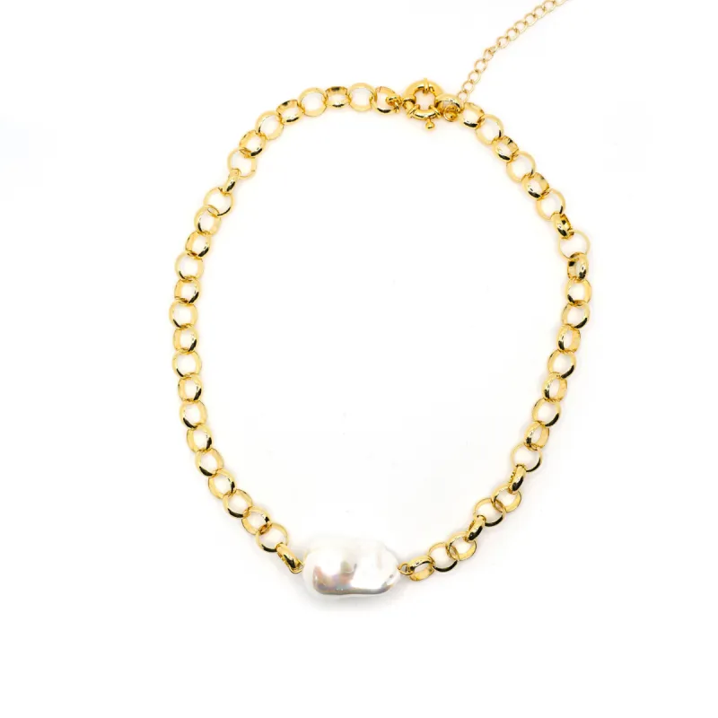 Dreamy Round Link Pearl Necklace sold by The Sis Kiss