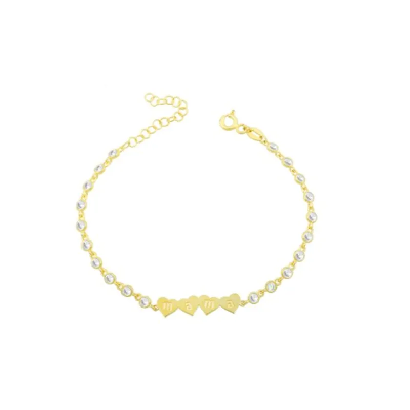 Linked Hearts Mama Bracelet with Crystals sold by The Sis Kiss