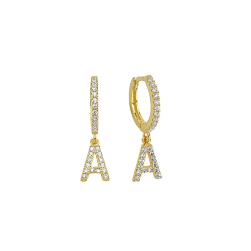 Crystal Initial Huggie Earrings - Singles sold by The Sis Kiss