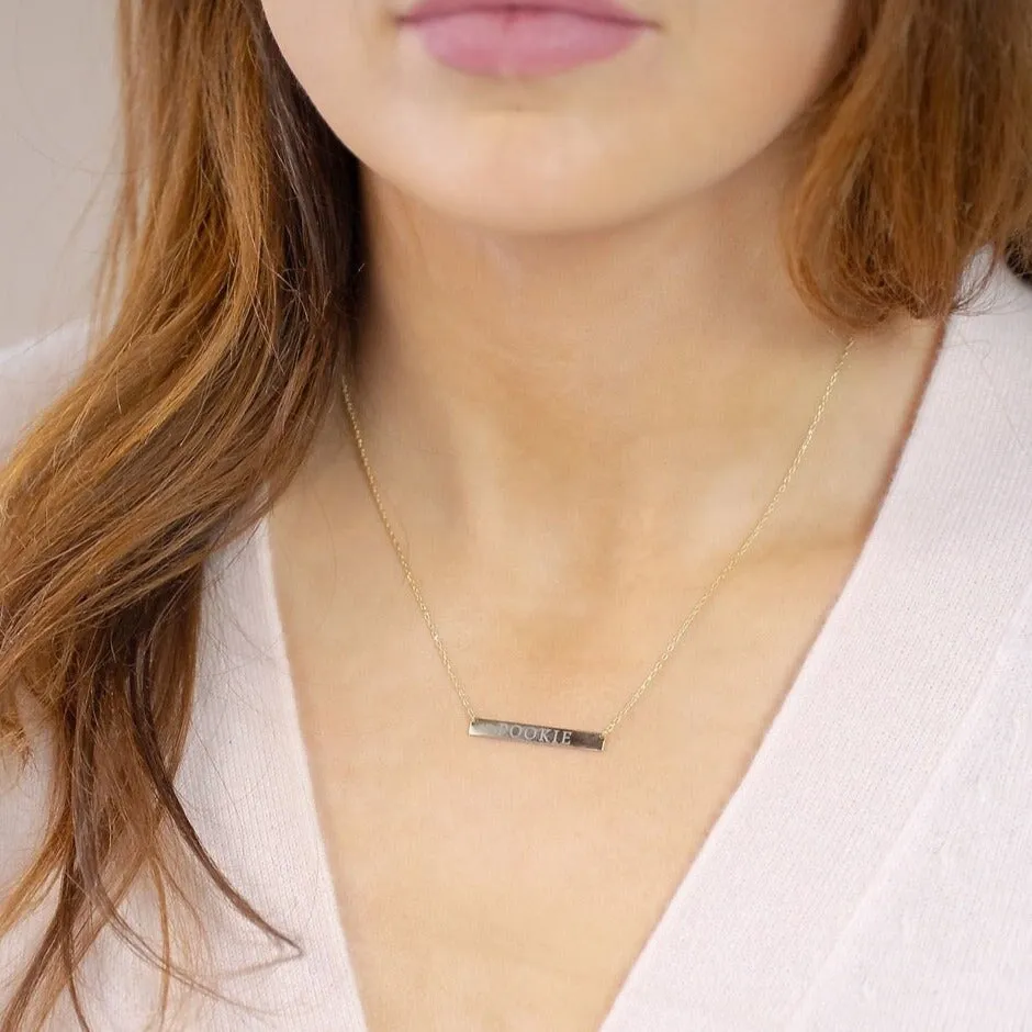 Custom Laser Engraved Bar Necklace sold by The Sis Kiss