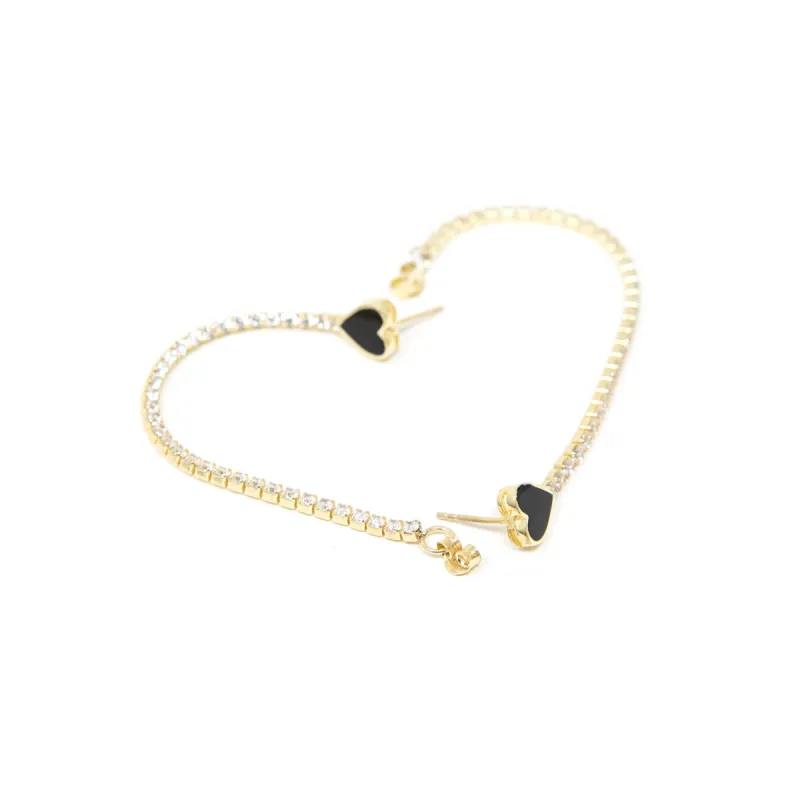 Heart and Crystal Loop Earrings sold by The Sis Kiss