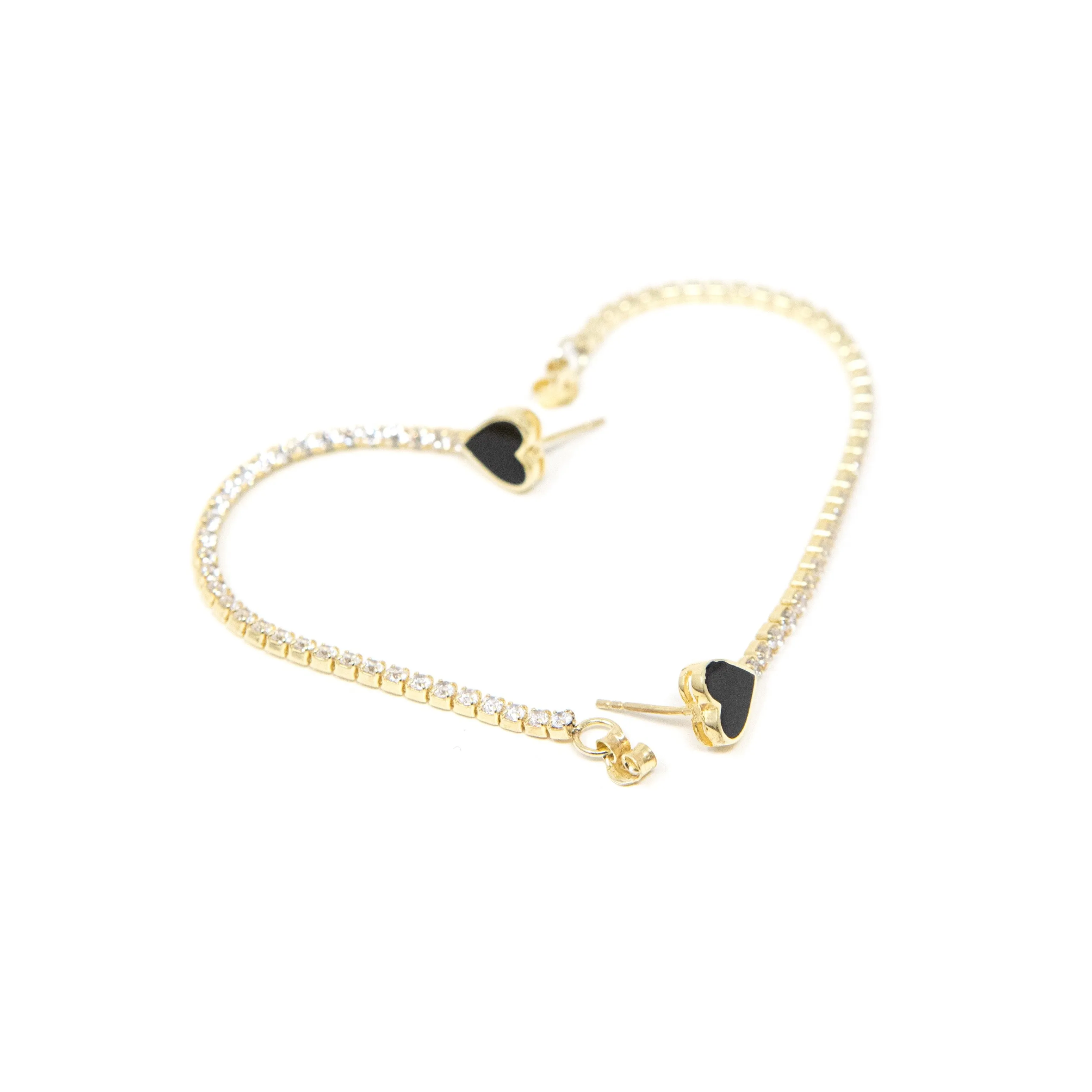 Heart and Crystal Loop Earrings sold by The Sis Kiss