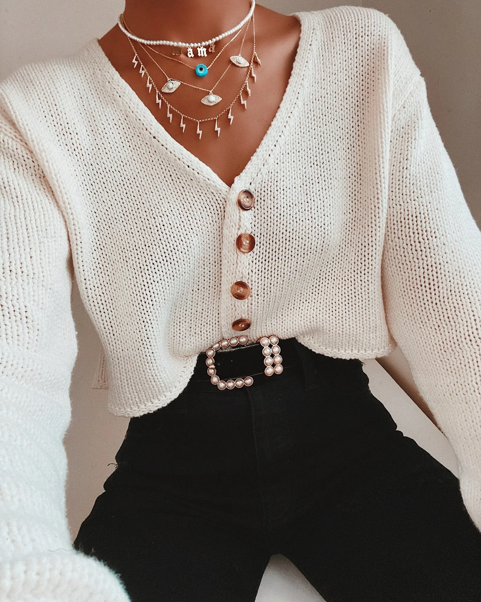 Opal Evil Eyes Necklace sold by The Sis Kiss product image thumbnail 2