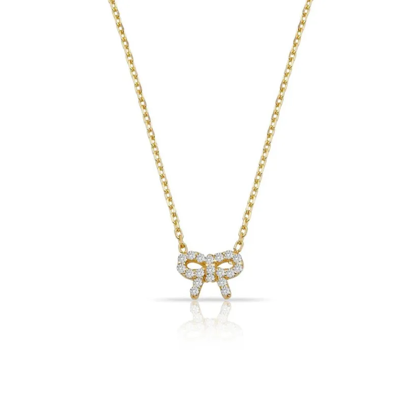 TSK Diamond Bow Necklace sold by The Sis Kiss